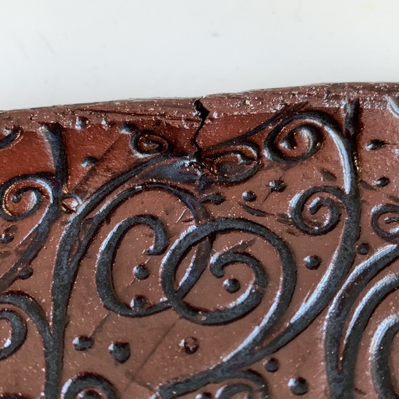 NEW Handmade Pottery Tray with Black Inlaid Swirl Design on Terra Cotta - Picture 8 of 9